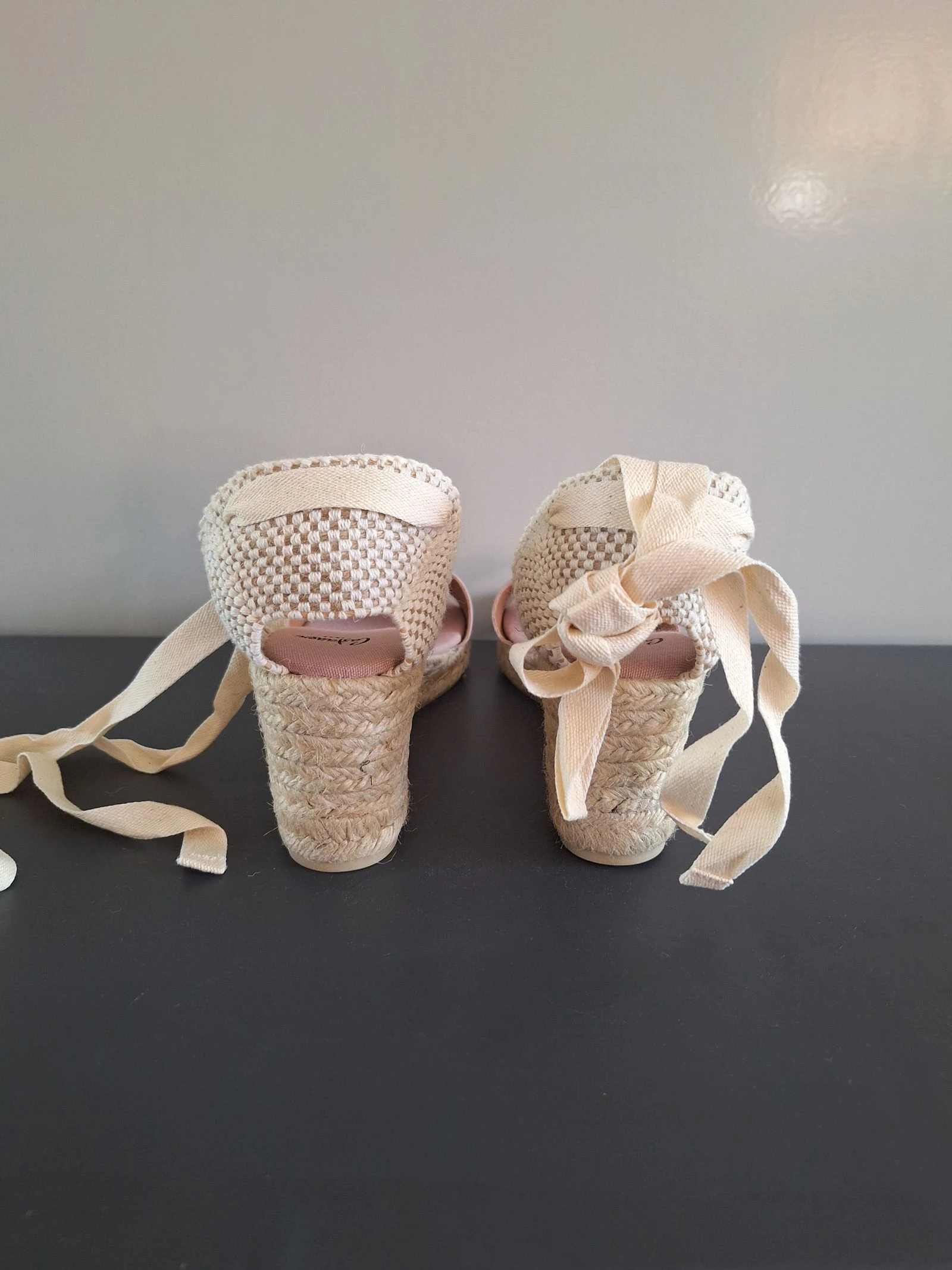 Castañer alpargatas rosa claro con tacón de cuña y cordón 39 – photo 7